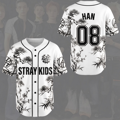 Magnificent Stray Kids STAY White Baseball Jersey Run It Tour Gift for Fan