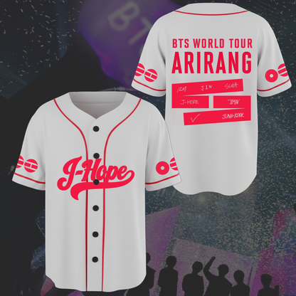 Explosive BTS World Tour Arirang White Baseball Jersey