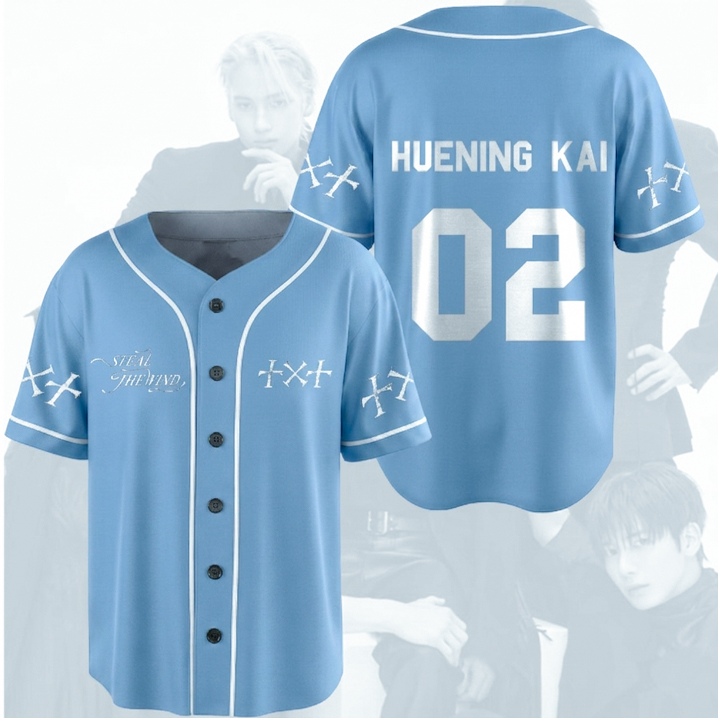 TXT Steal The Wind Baseball World Tour Blue Baseball Jersey r Fan Gifts