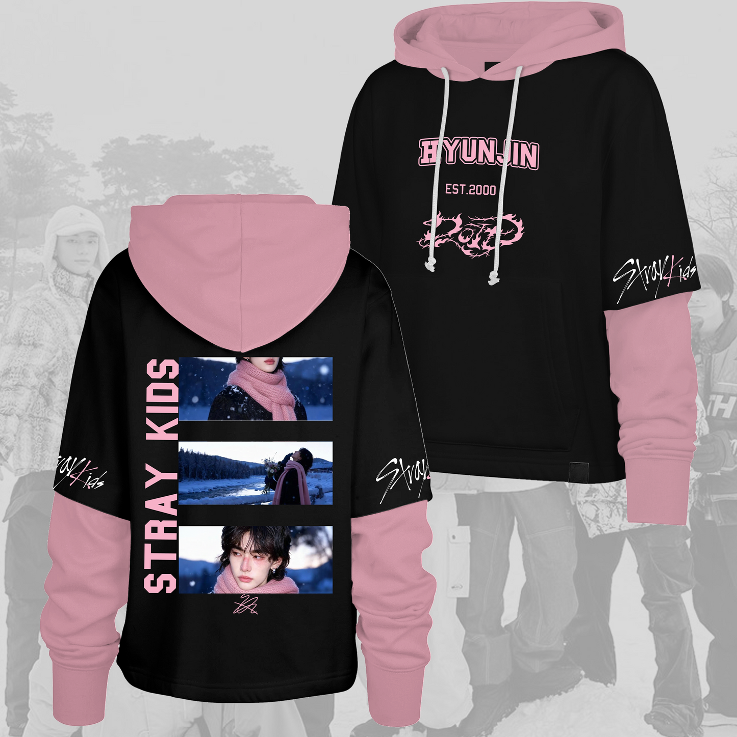 Stray Kids New Trend Do It Snow Season Movie Shortstop Hoodie Gifts