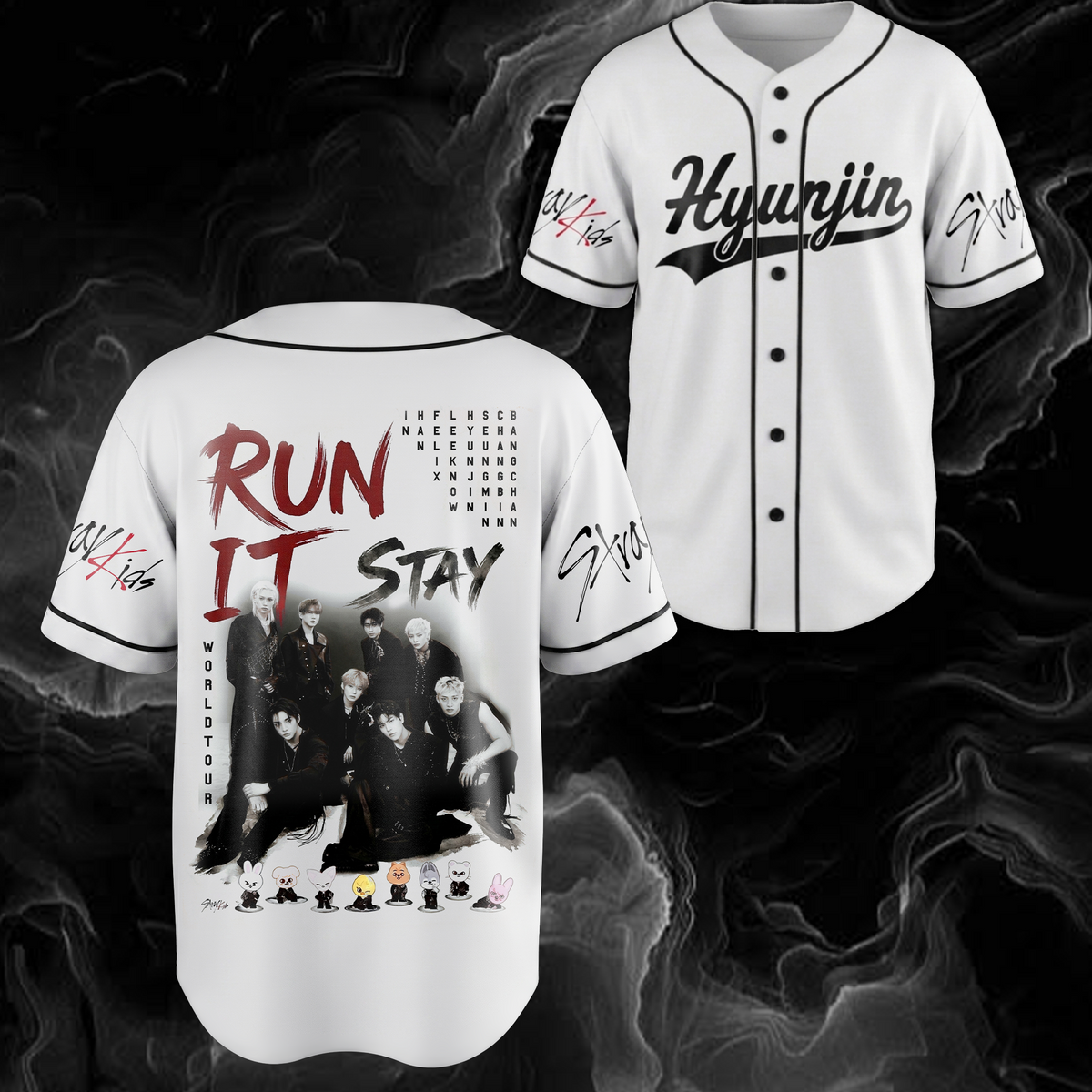 Stray Kids "Run It" World Tour Baseballtrikot Geschenk für Stay