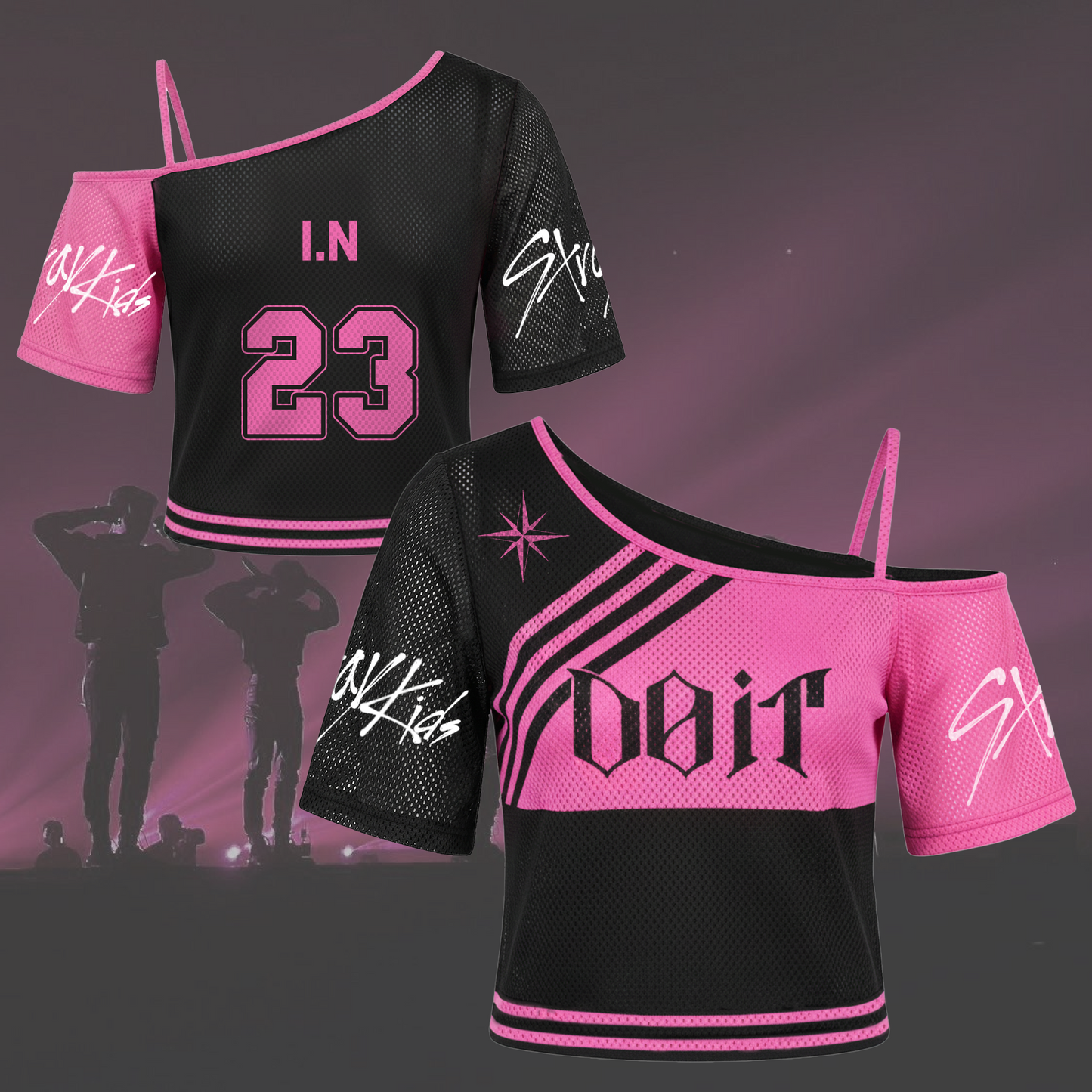 Sporty Chic Stray Kids Do It Off Shoulder Mesh Gift For Lovers