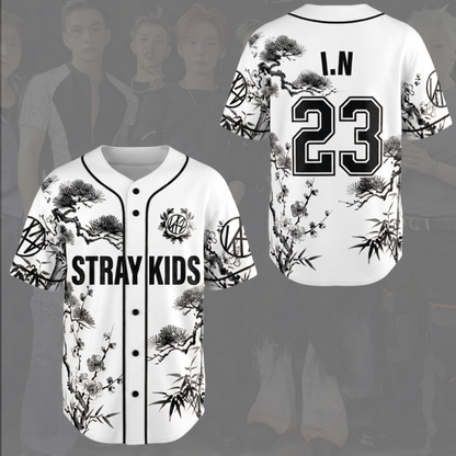 Magnificent Stray Kids STAY White Baseball Jersey Run It Tour Gift for Fan