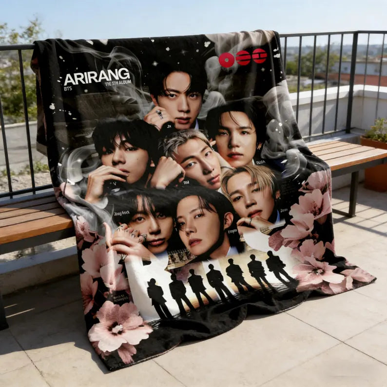 BTS Fleece Blanket for ARMY, Cozy Fan Collection Throw Blanket Gift