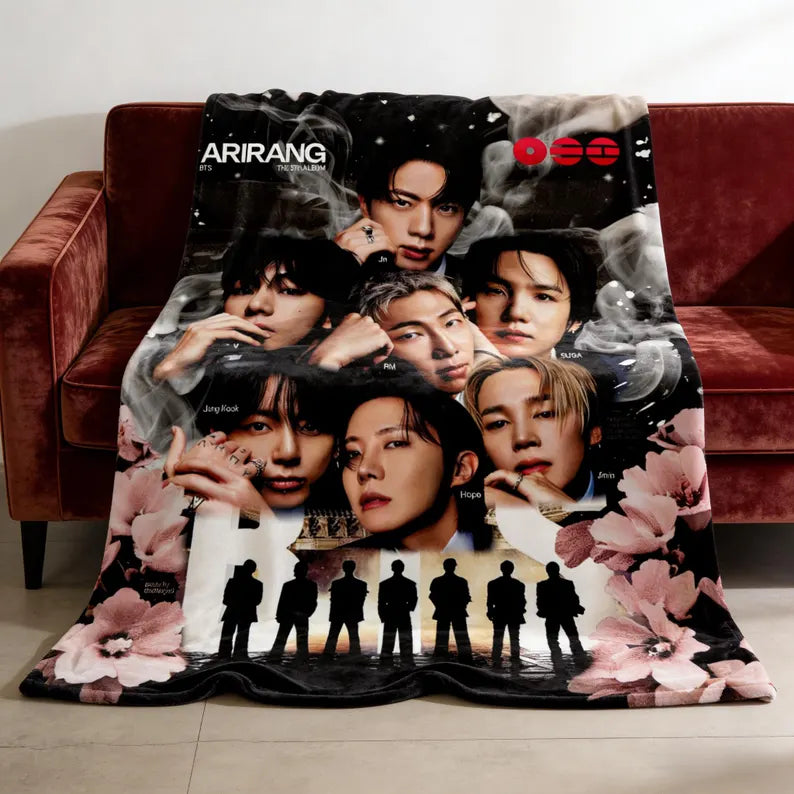 BTS Fleece Blanket for ARMY, Cozy Fan Collection Throw Blanket Gift