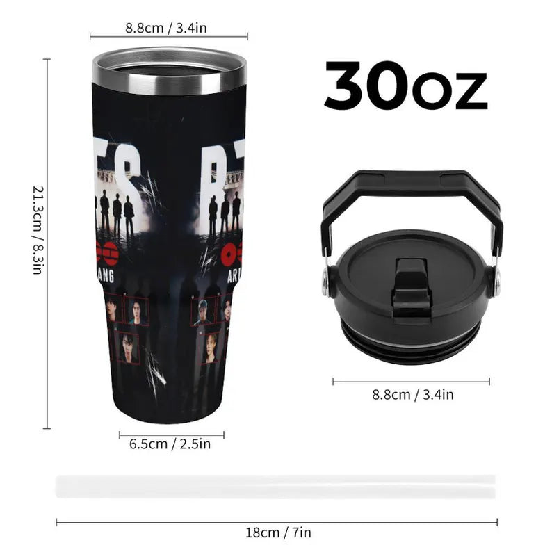 BTS ARIRANG 30oz Stainless Steel Tumbler, ARMY Inspired Insulated Water Bottle, Kpop Fan Travel Cup