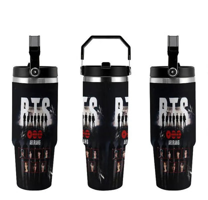 BTS ARIRANG 30oz Stainless Steel Tumbler, ARMY Inspired Insulated Water Bottle, Kpop Fan Travel Cup