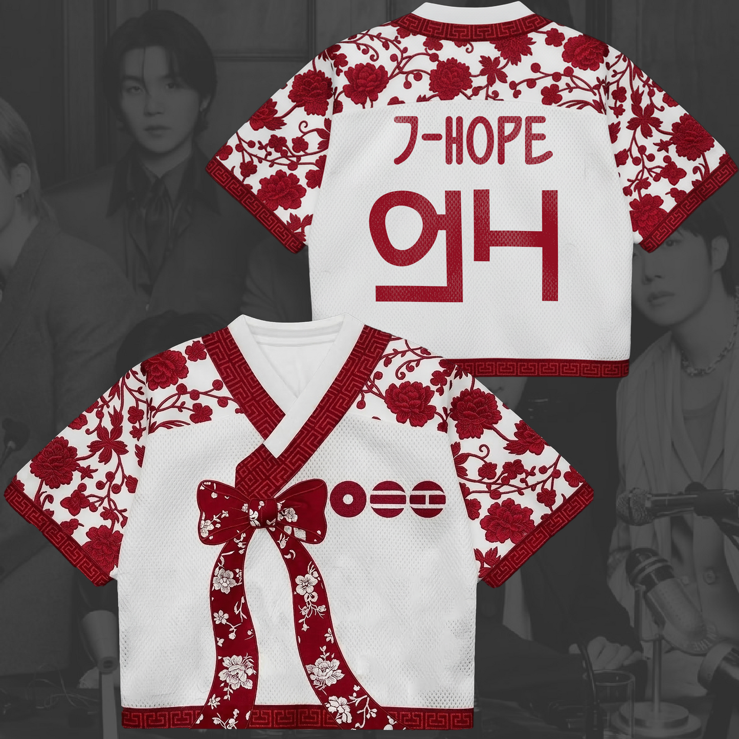 Fire Blossom Arirang Tour BTS Hanbok Style Mixed Mesh Jersey Gifts For Lovers