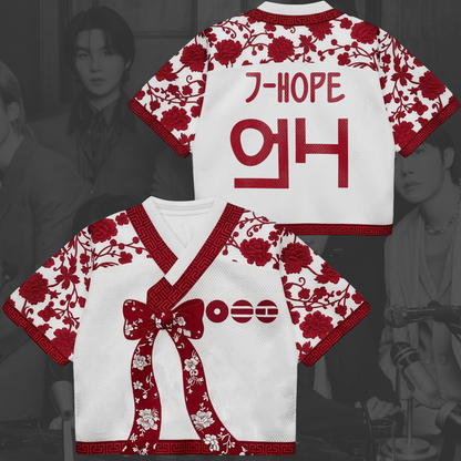 Fire Blossom Arirang Tour BTS Hanbok Style Mixed Mesh Jersey Gifts For Lovers