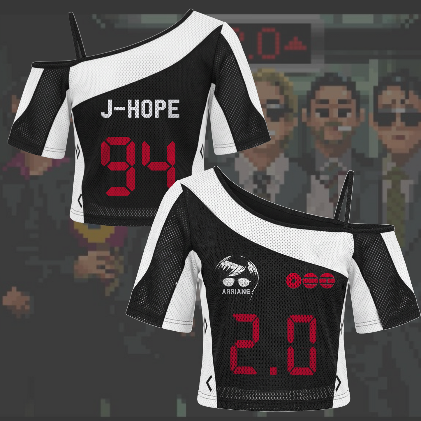 BTS 20 Arirang World Tour Meme Tour Off Shoulder Mesh