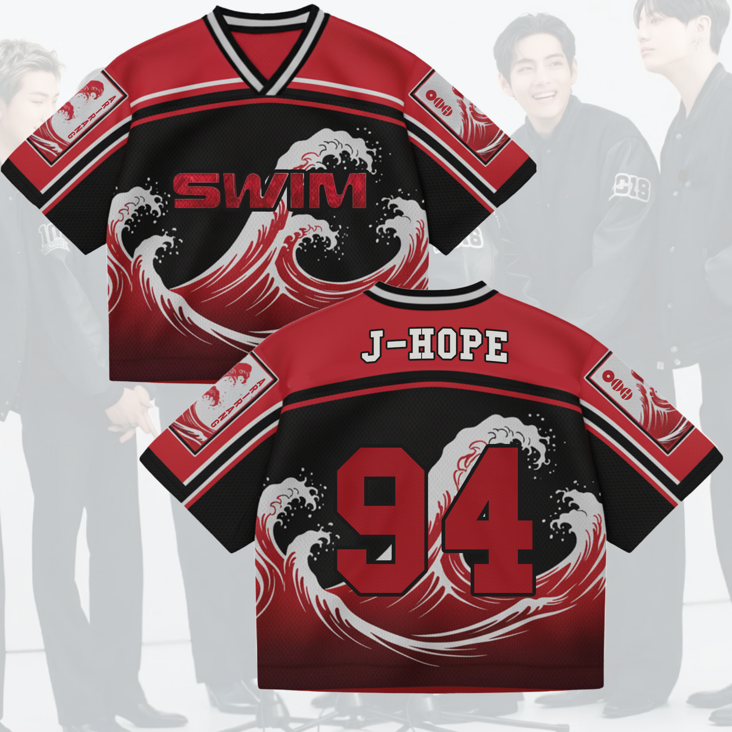 Dive into the ARIRANG Wave BTS Tour Swim Mixed Mesh Jersey