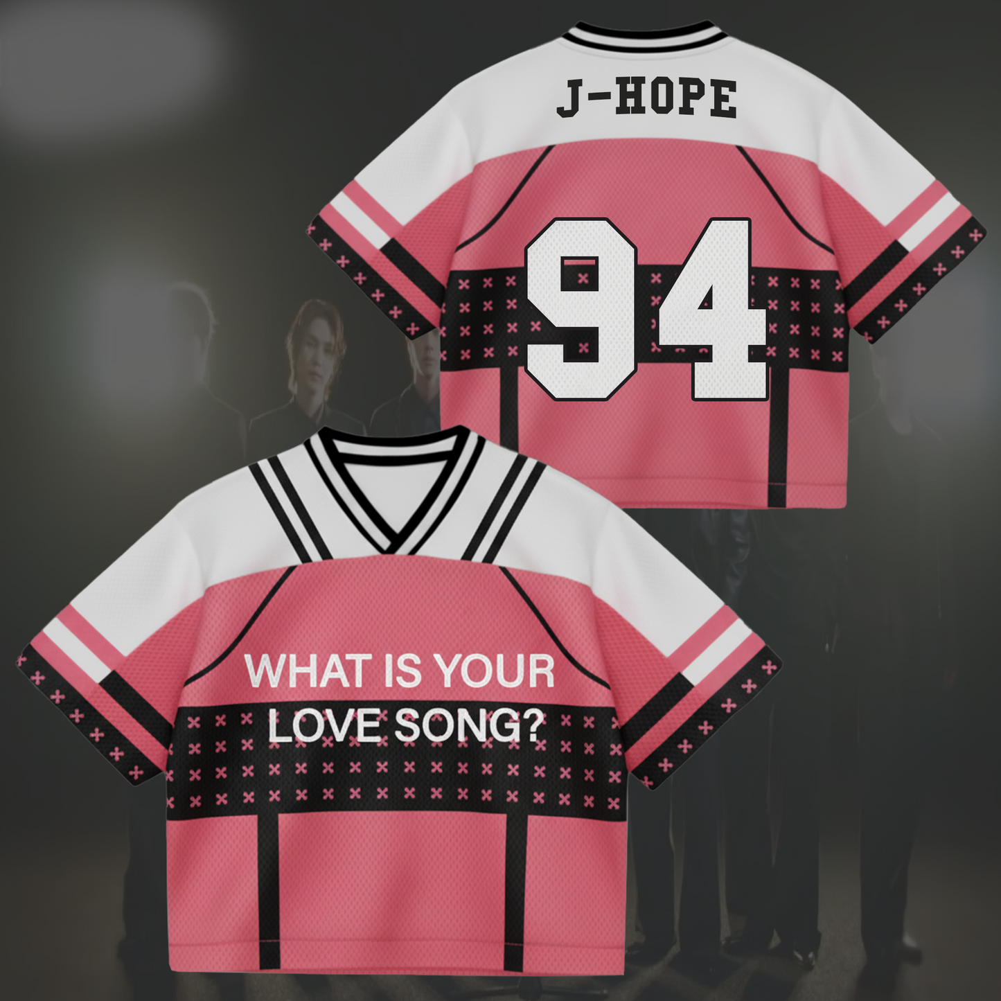 Ladylike Pink BTS World Tour Mixed Mesh Jersey Gifts For Fans