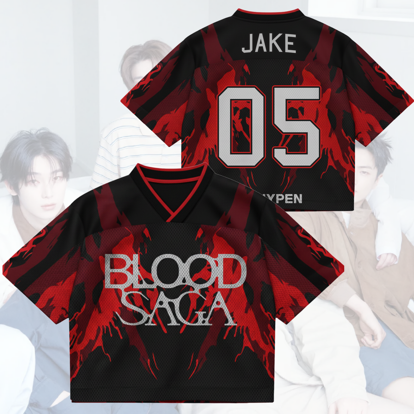 Crimson Awakening Blood Saga Enhypen World Tour Mixed Mesh Jersey