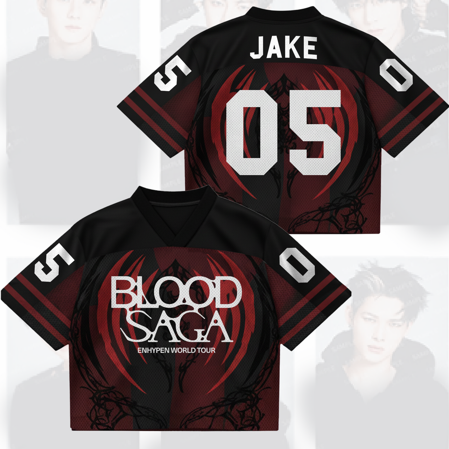 Vampire Story Enhypen Blood Saga World Tour Mixed Mesh Jersey Gifts For Fans