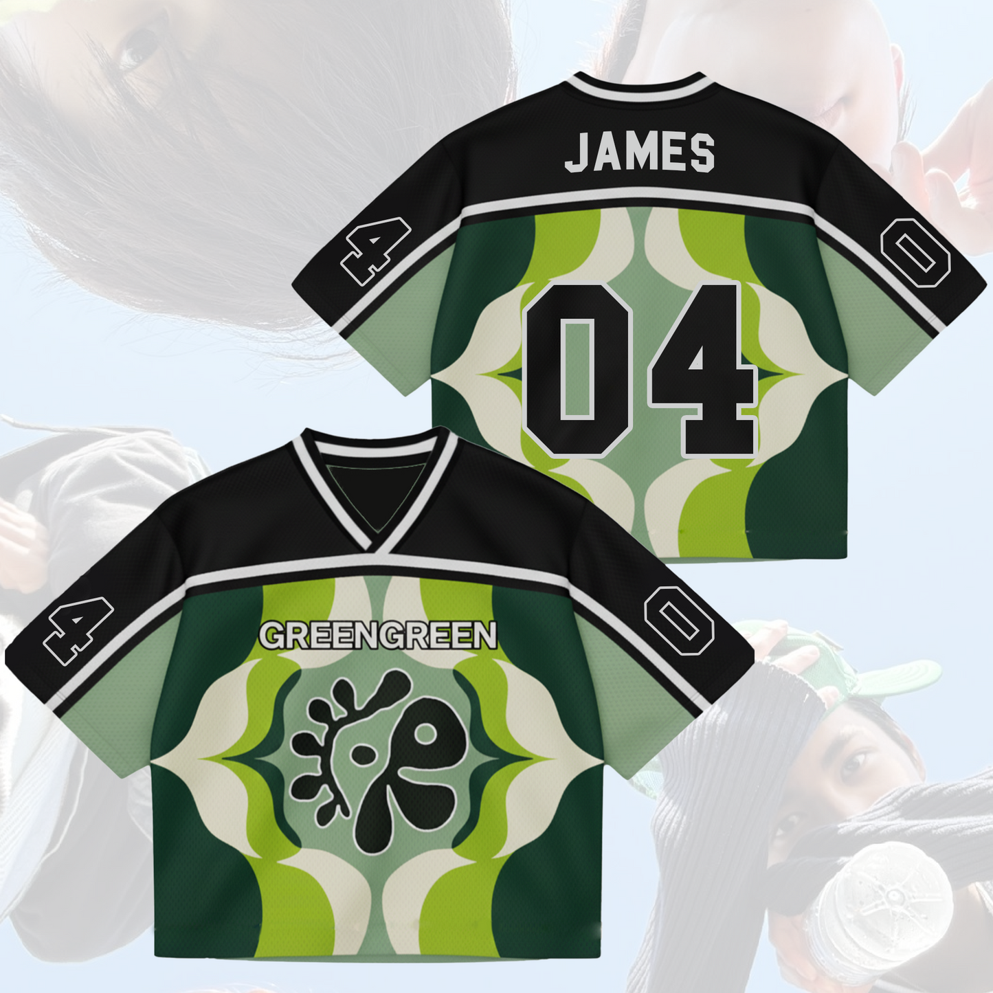 Green Floral Cortis Album Mixed Mesh Jersey
