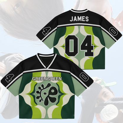 Green Floral Cortis Album Mixed Mesh Jersey