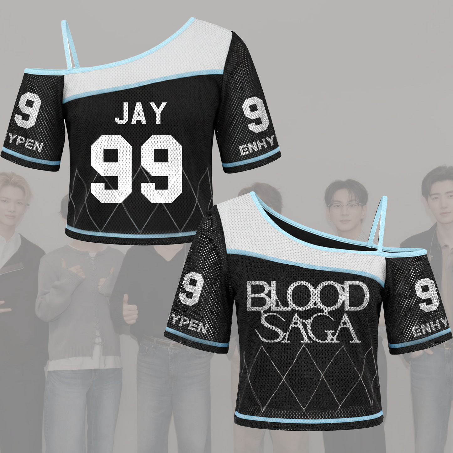 Sporty Chic Blood Saga The Sin Enhypen World Tour Tour Off Shoulder Mesh Gift For Fans