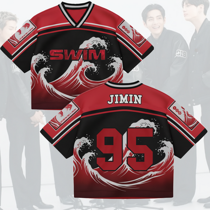 Dive into the ARIRANG Wave BTS Tour Swim Mixed Mesh Jersey