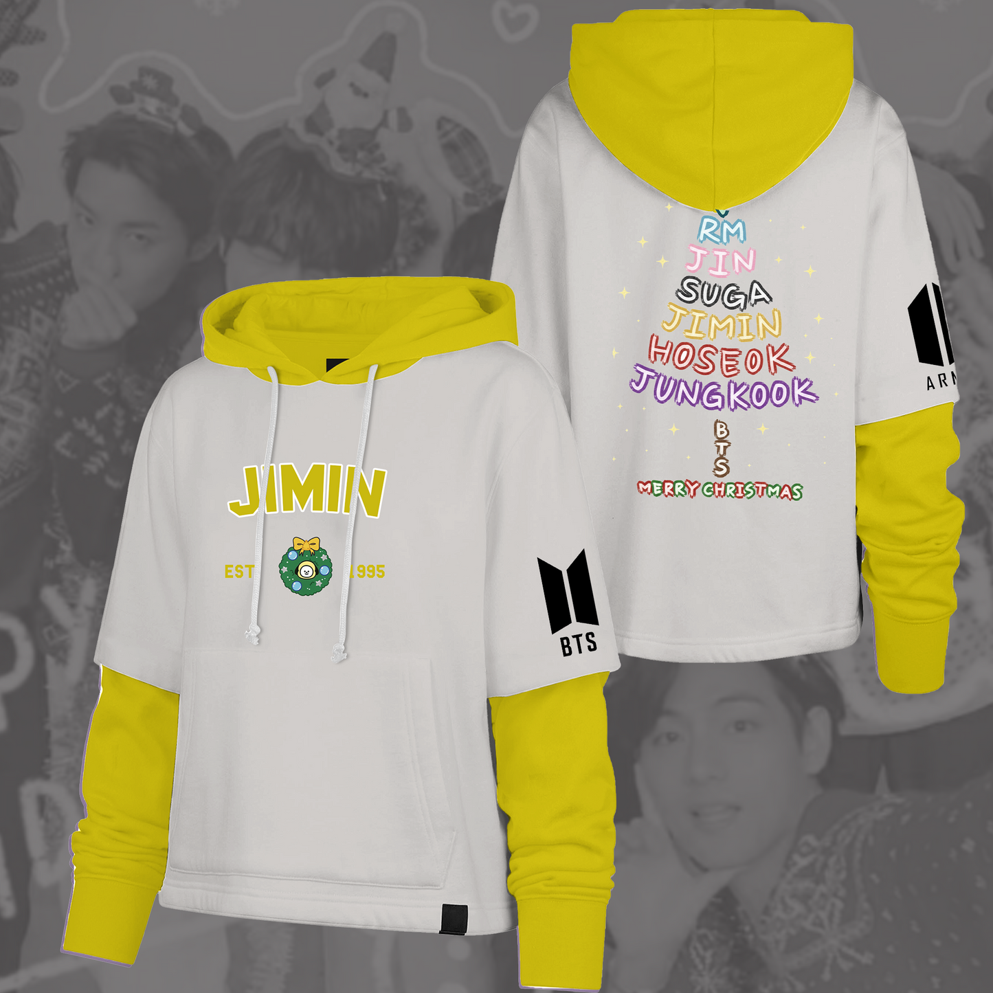 WAVESTEEᵀᴹ BTS Christmas OT7 Back See You Again Shortstop Hoodie