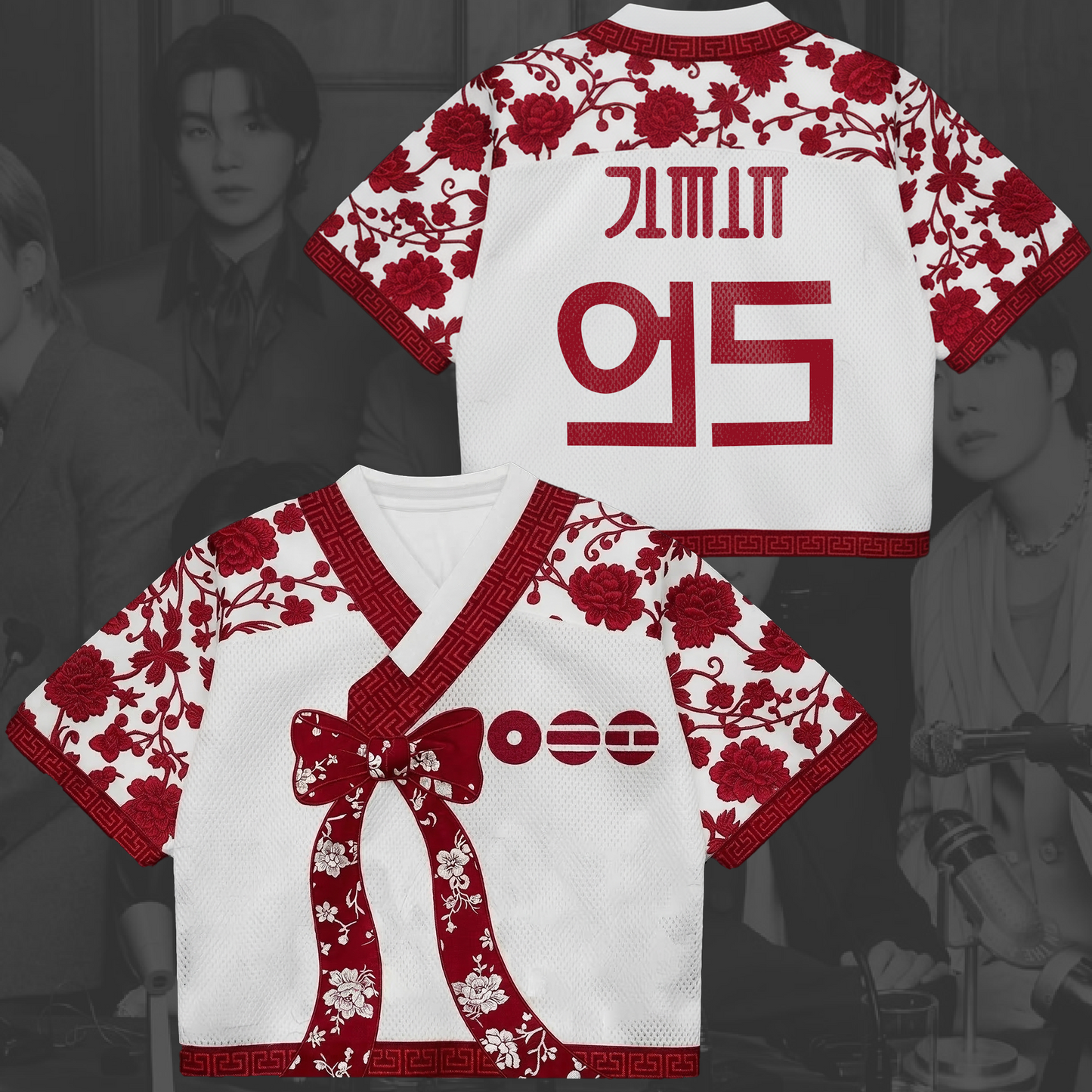 Fire Blossom Arirang Tour BTS Hanbok Style Mixed Mesh Jersey Gifts For Lovers