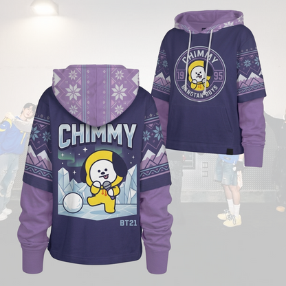 Kawai Bangtan Boys BT21 Xmas Shortstop Hoodie BTS Gift for Fans