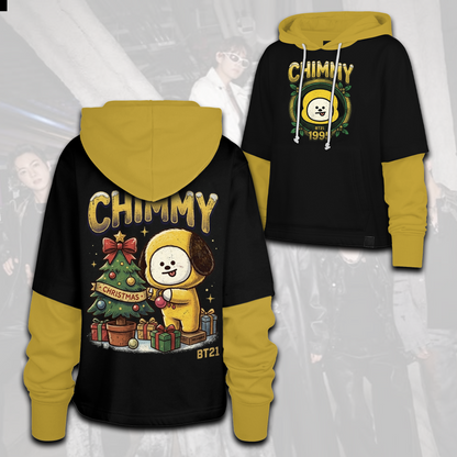 Retro Bangtan BT21 Shortstop Hoodie Christmas Happy BTS Streetwear Gift for Fans