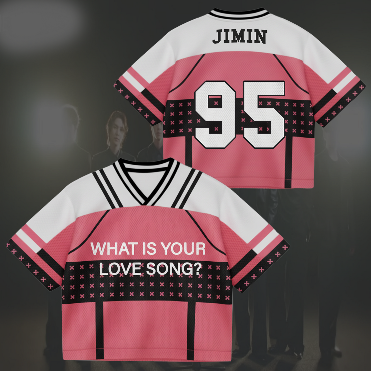 Ladylike Pink BTS World Tour Mixed Mesh Jersey Gifts For Fans
