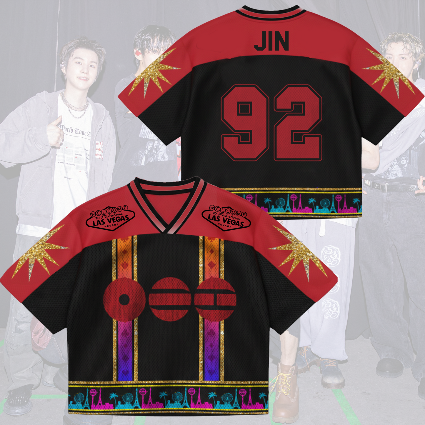 The City Las Vegas BTS World Tour Door Mixed Mesh Jersey Gift For Fans