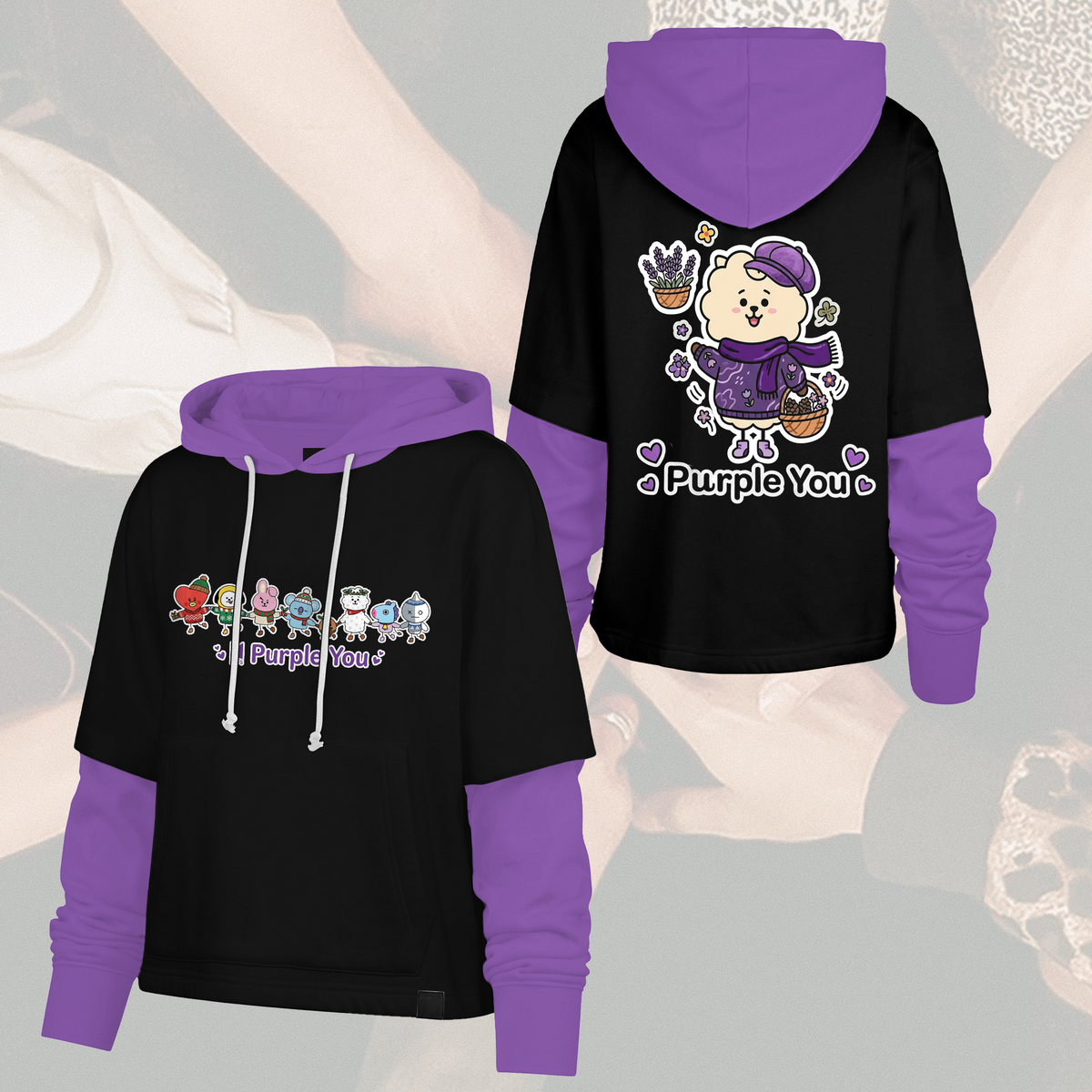 Cute BT21 Shortstop Hoodie Christmas Happy Purple You Gift for Fans