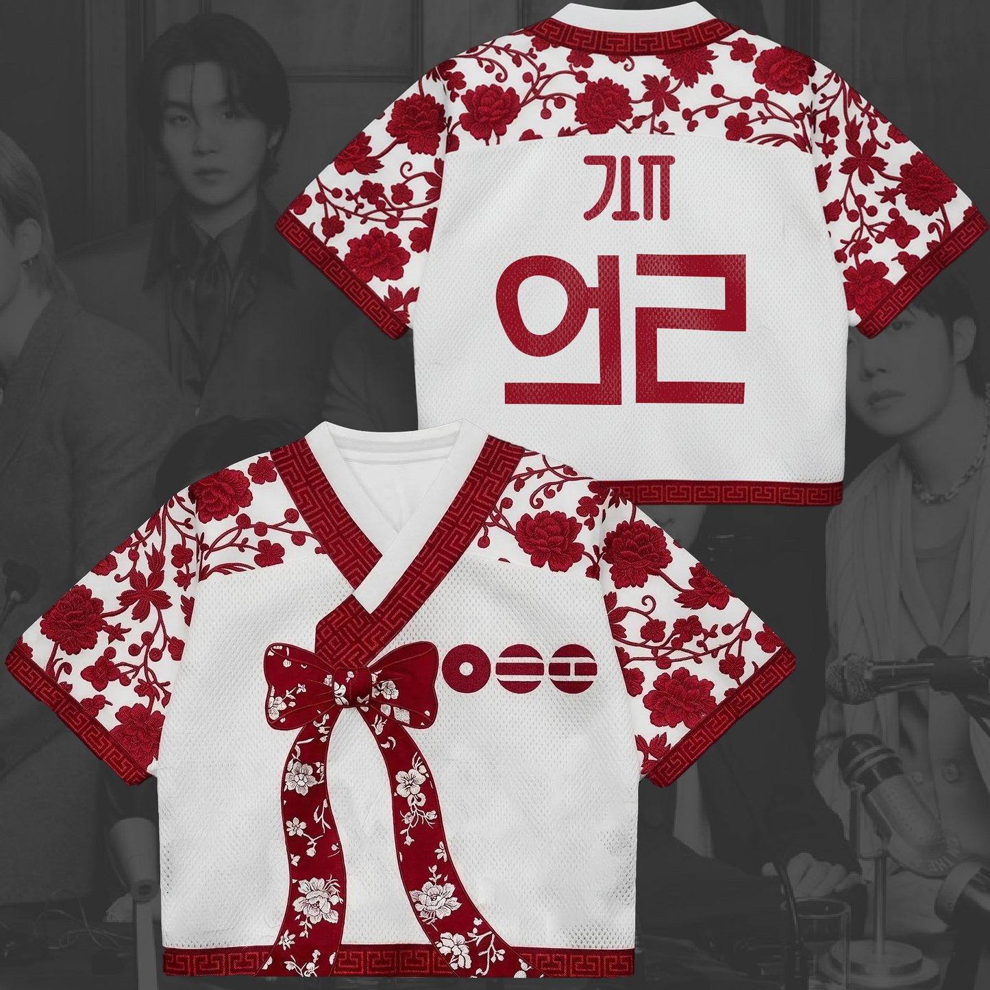 Fire Blossom Arirang Tour BTS Hanbok Style Mixed Mesh Jersey Gifts For Lovers
