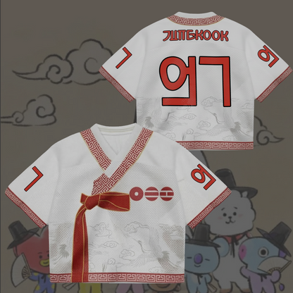 BTS World Tour 2026 Hanbok Style Mixed Mesh Jersey Gifts