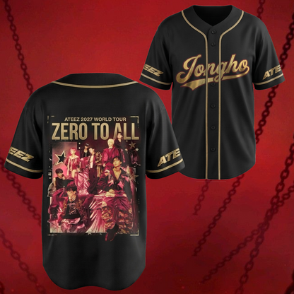 Dynamic Ateez Zero To All World Tour Golden Hour Series Baseball Jersey Gift For Fans