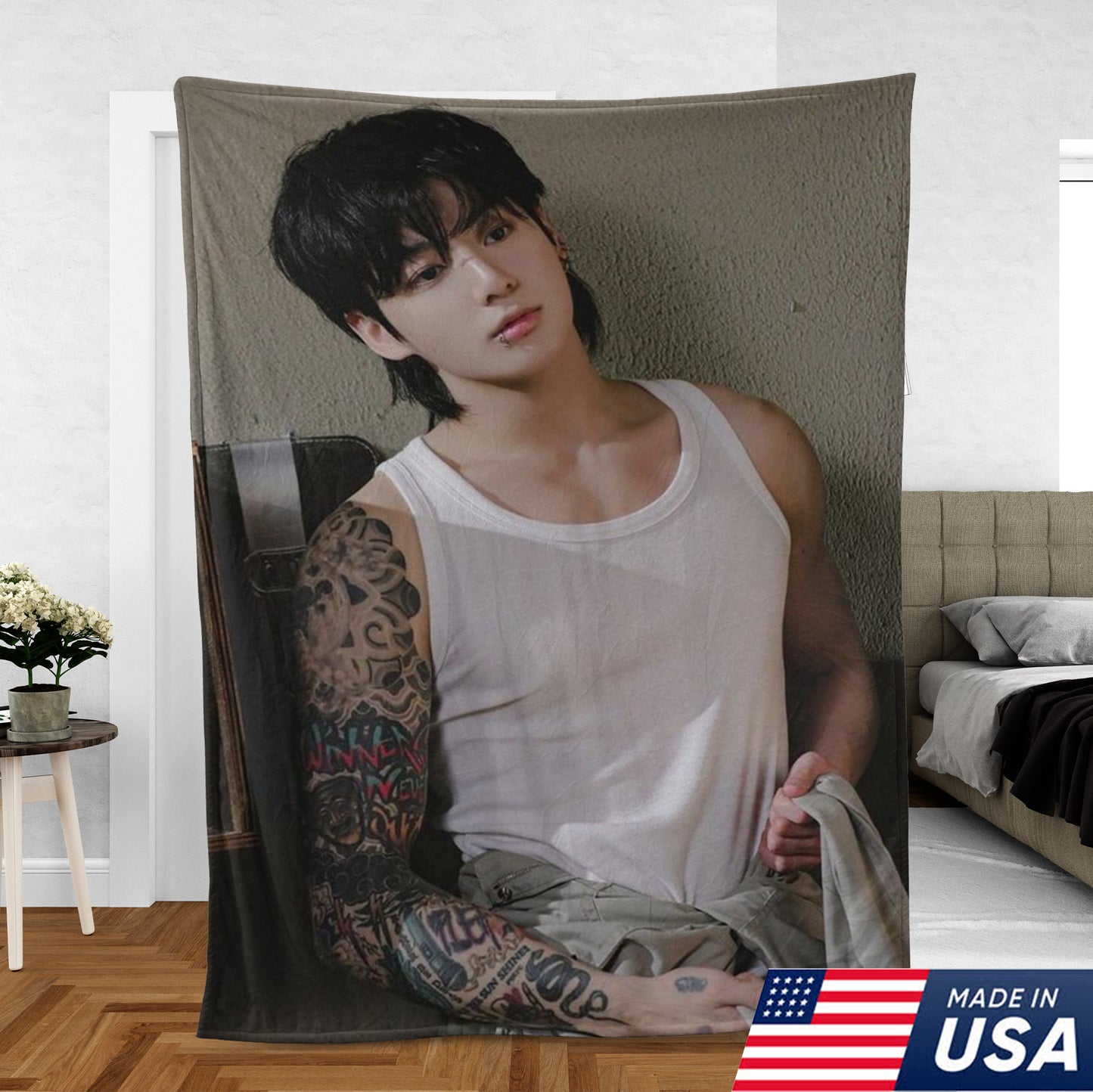 WAVESTEEᵀᴹ Jungkook Blanket Cozy Fleece Throw for BTS Fans