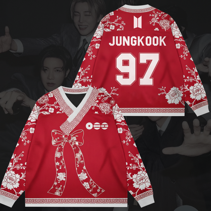Vibrant Floral Princess BTS Tour Hanbok Style Mesh Splicing Long Sleeved Gift For Army