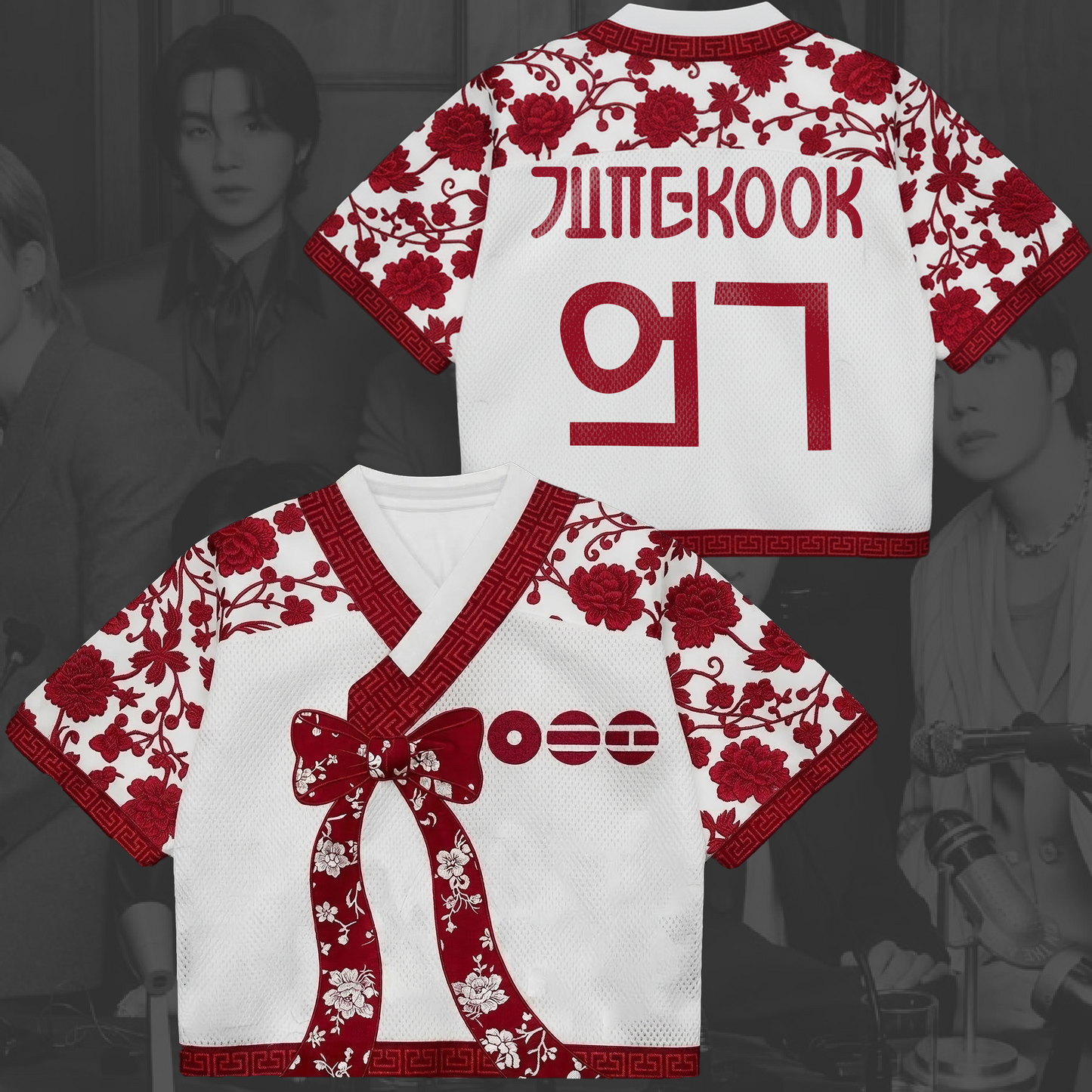 Fire Blossom Arirang Tour BTS Hanbok Style Mixed Mesh Jersey Gifts For Lovers