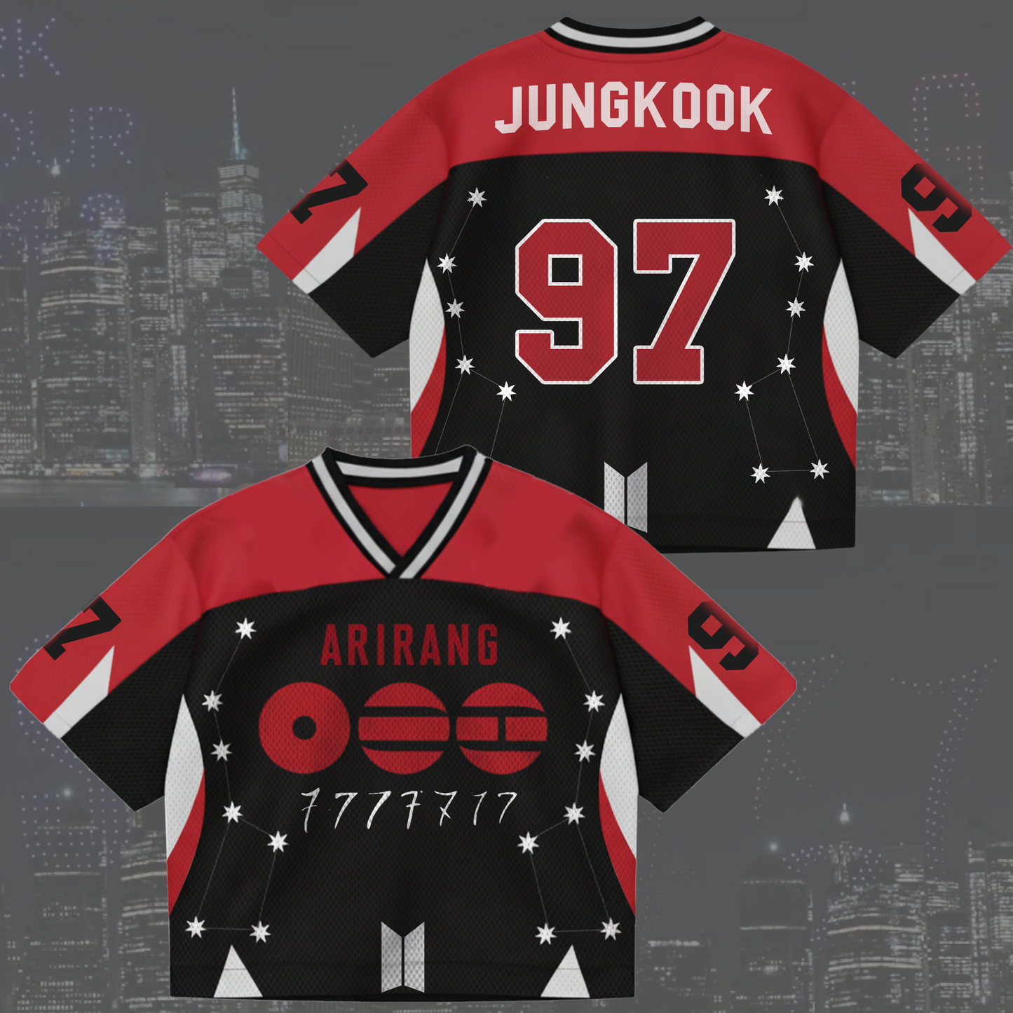 BTS Seven Star Tatoo Arirang Tour Mixed Mesh Jersey Gifts For Army
