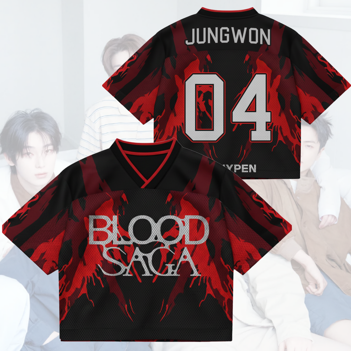 Crimson Awakening Blood Saga Enhypen World Tour Mixed Mesh Jersey