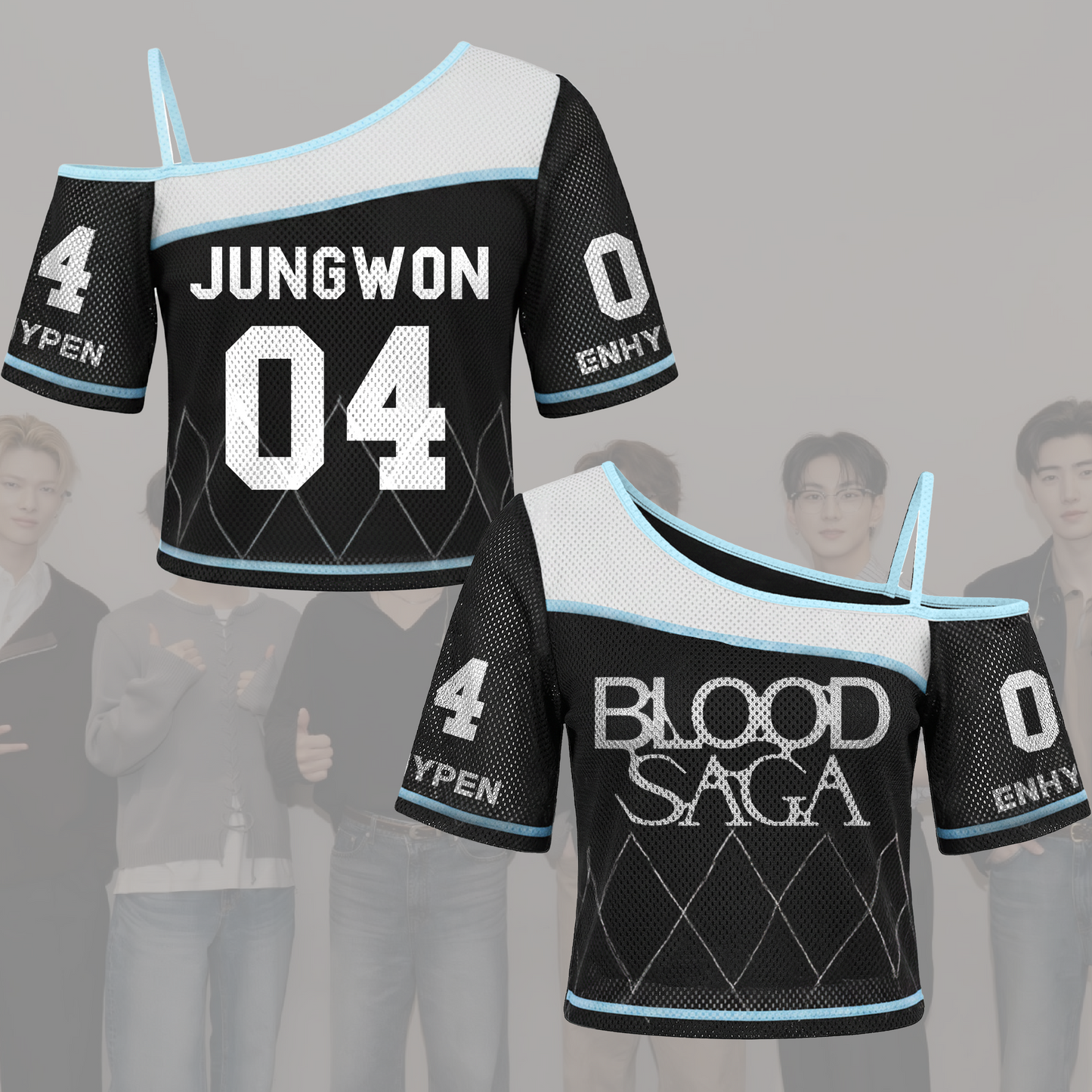 Sporty Chic Blood Saga The Sin Enhypen World Tour Tour Off Shoulder Mesh Gift For Fans