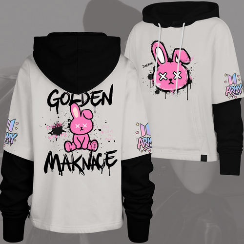 WAVESTEEᵀᴹ BTS Jungkook Bunny Streetwear Shortstop Hoodie