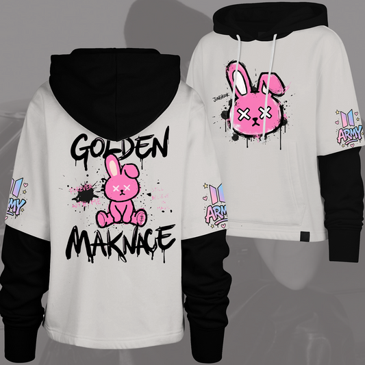 WAVESTEEᵀᴹ BTS Jungkook Bunny Streetwear Shortstop Hoodie