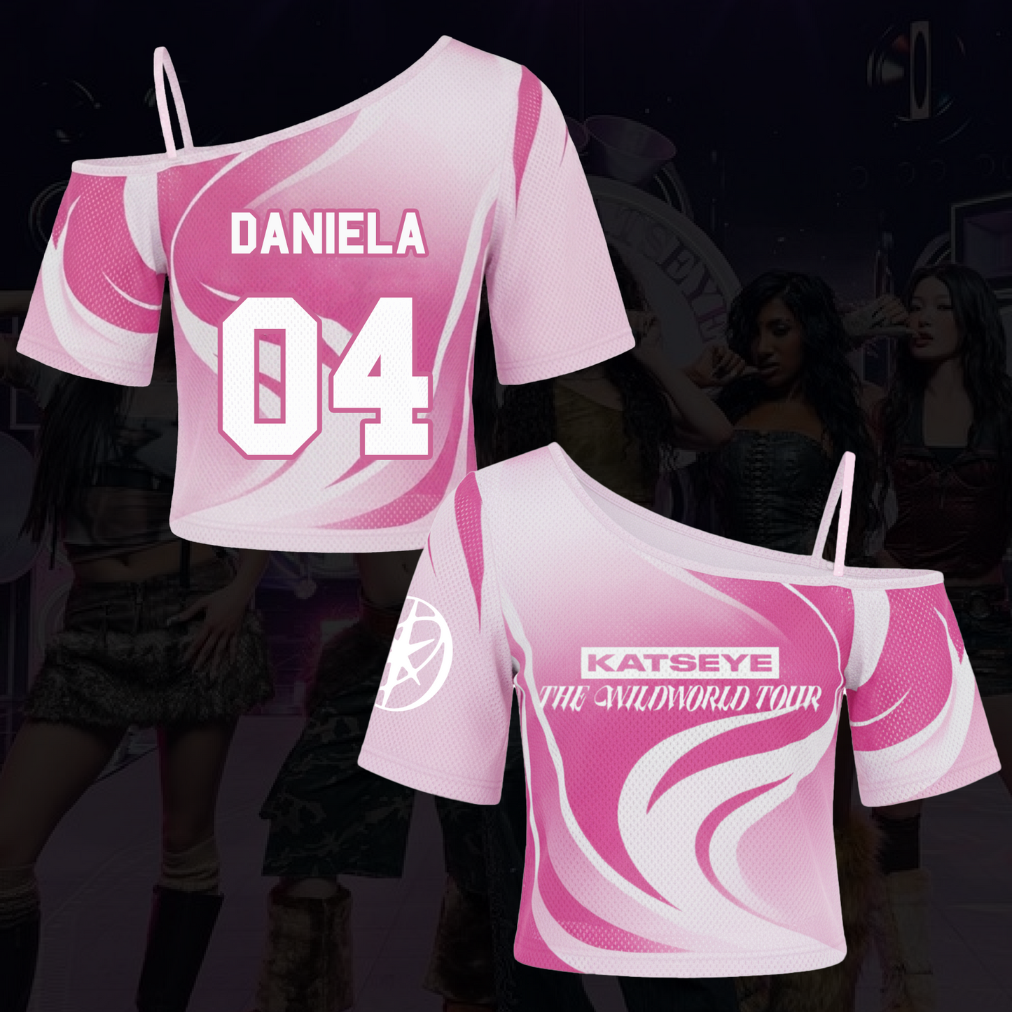 Pink Katseye The Wildworld Tour Off Shoulder Mesh Fan Edition