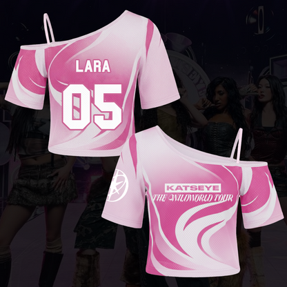 Pink Katseye The Wildworld Tour Off Shoulder Mesh Fan Edition