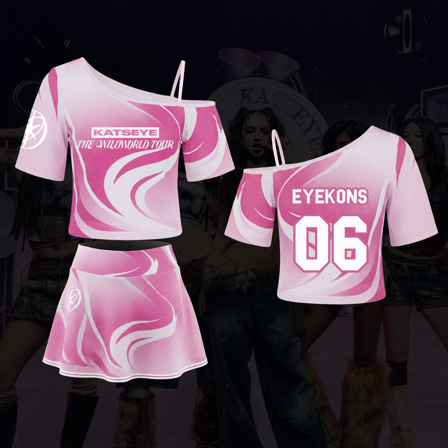 Pink Katseye The Wildworld Tour Off Shoulder Mesh Fan Edition