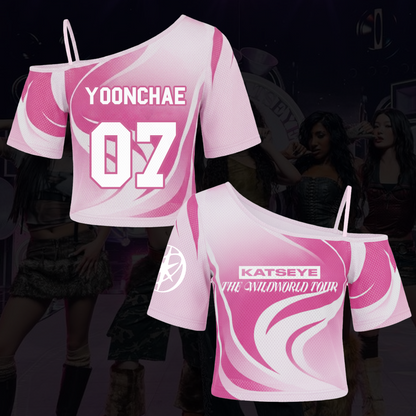 Pink Katseye The Wildworld Tour Off Shoulder Mesh Fan Edition