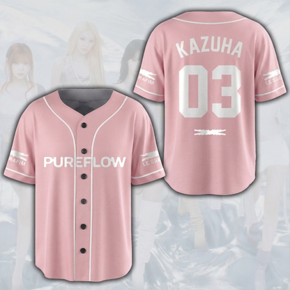 Pureflow World Tour Le Sserafim Pink Baseball Jersey Fan Gifts