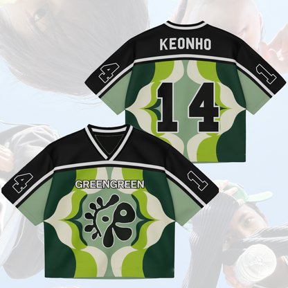 Green Floral Cortis Album Mixed Mesh Jersey
