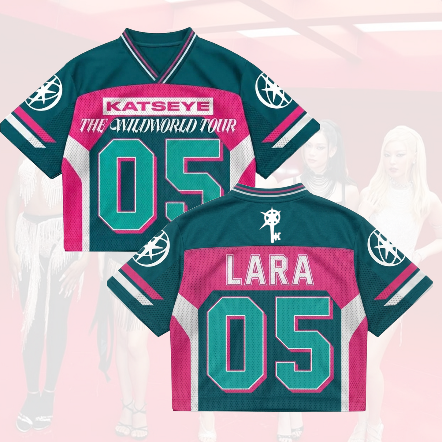 Vibrant KATSEYE The Wildworld Tour Mixed Mesh Jersey Top Gift for Fan