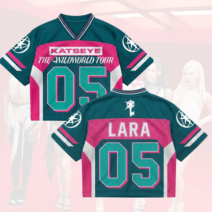 Vibrant KATSEYE The Wildworld Tour Mixed Mesh Jersey Top Gift for Fan