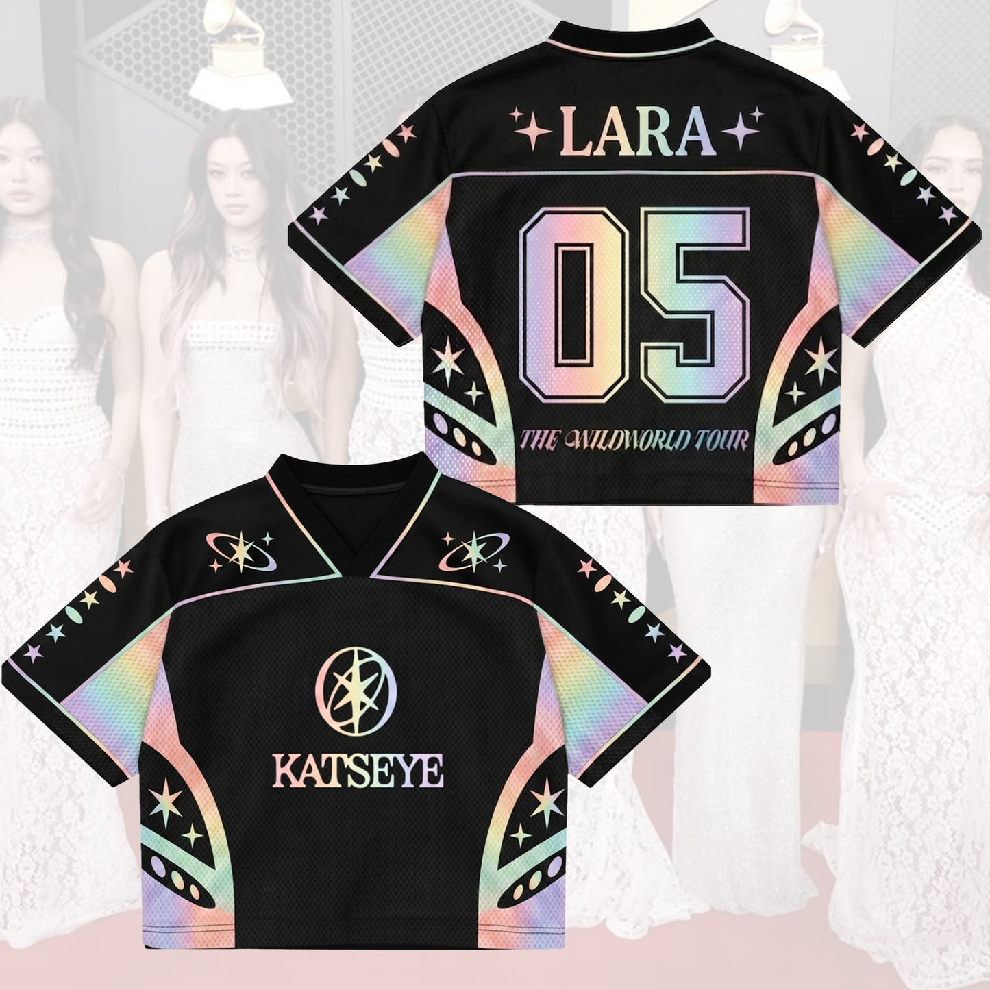 Fairycore Katseye The Wildworld Tour Mixed Mesh Jersey Top Gift For Fans