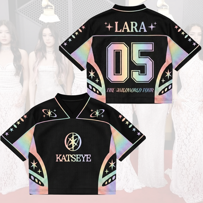 Fairycore Katseye The Wildworld Tour Mixed Mesh Jersey Top Gift For Fans
